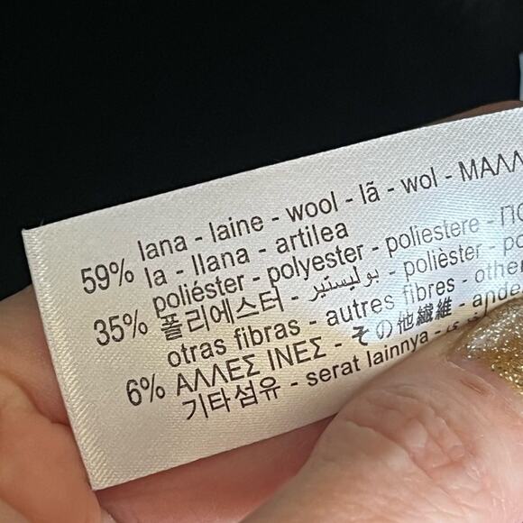 Zara Oversized Wool Blend Trench Coat Overcoat Double Breasted Scarf Black Small - Picture 8 of 10